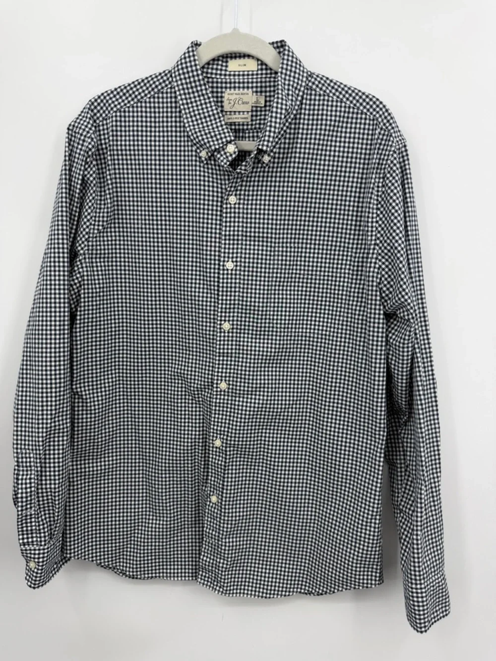 J.Crew Men's Secret Wash Cotton Poplin Shirt Sz L BJ745 slim 100’s 2 ply yarns